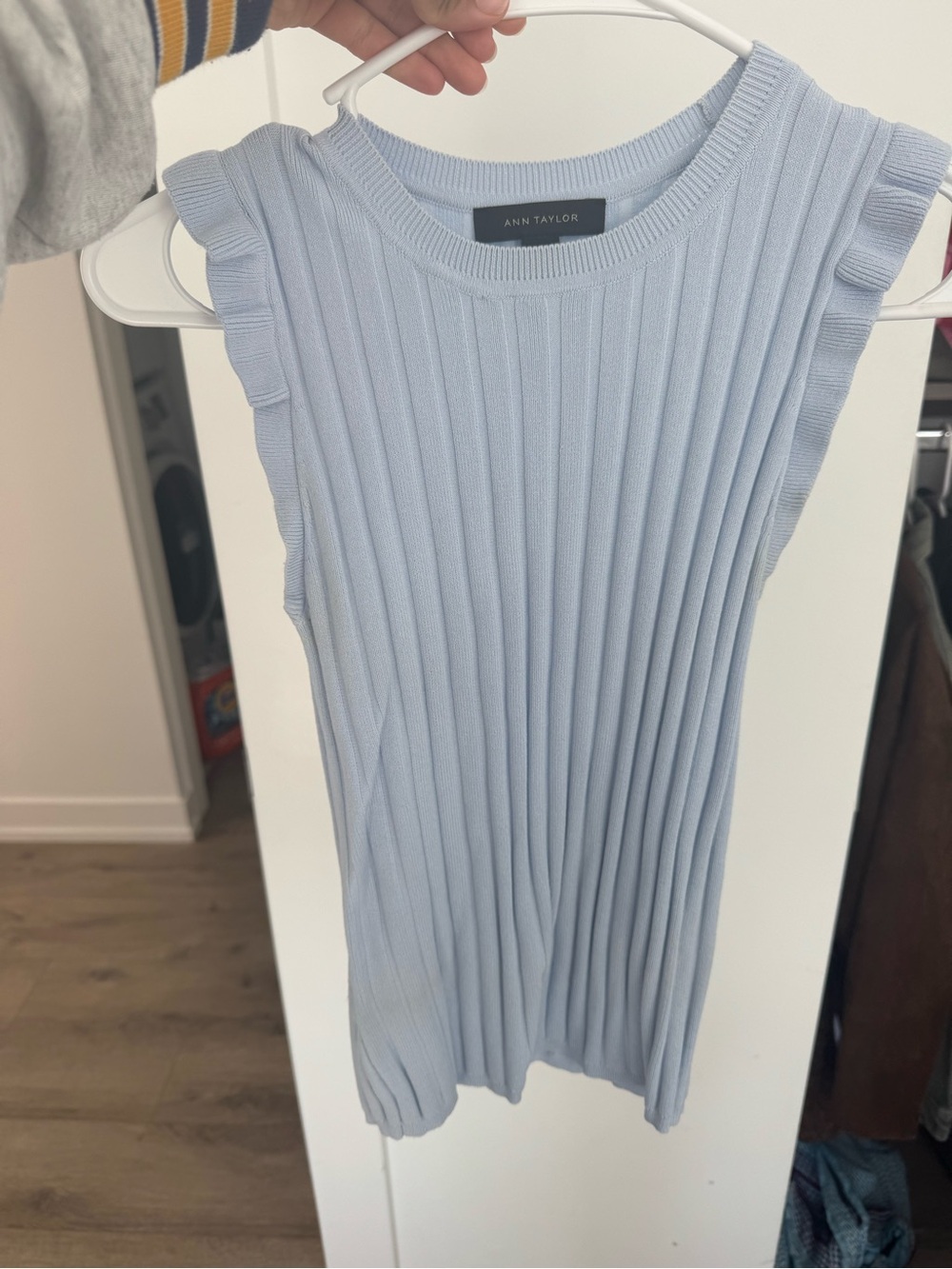 Ann Taylor Powder Blue Ribbed Sleeveless Knit Top